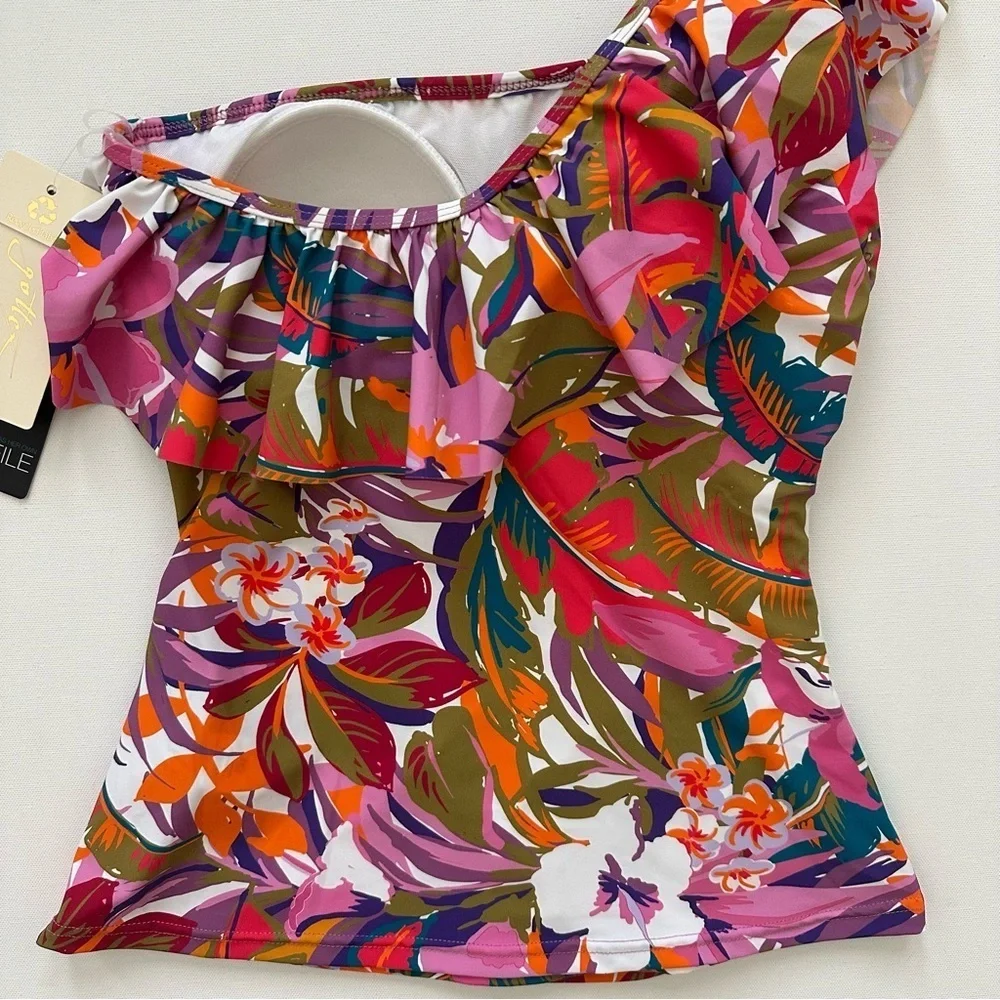 Profile by Gottex Women's One Shoulder Tropikaia Tankini Size 8